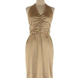 GOLD DONNA RICCO HALTER-STYLE EVENING DRESS NWT